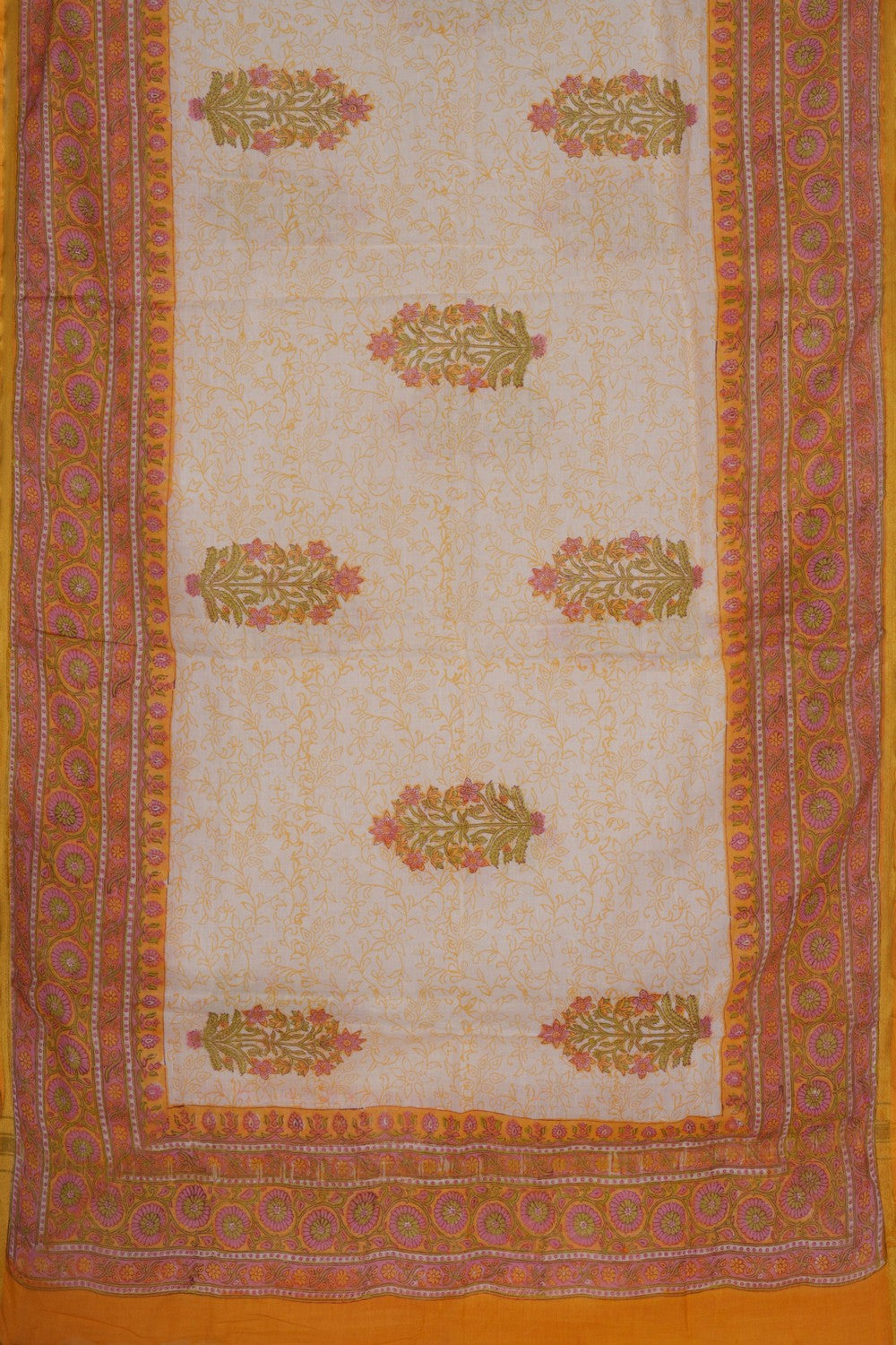 Image of Unstitched Suit Set Yellow Fabric (3 Pcs Set)